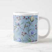 Blauw en wit Tulps Anemones Pattern Grote Koffiekop (Rechts)