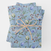 Blauw en wit Tulps Anemones Pattern Inpakpapier Vel (In situ)