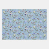 Blauw en wit Tulps Anemones Pattern Inpakpapier Vel (Voorkant 2)