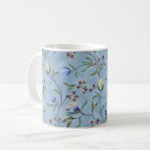 Blauw en wit Tulps Anemones Pattern Koffiemok (Voorkant links)