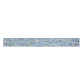 Blauw en wit Tulps Anemones Pattern Satijnen Lint (Voorkant)