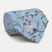 Blauw en wit Tulps Anemones Pattern Stropdas (Opgerold)