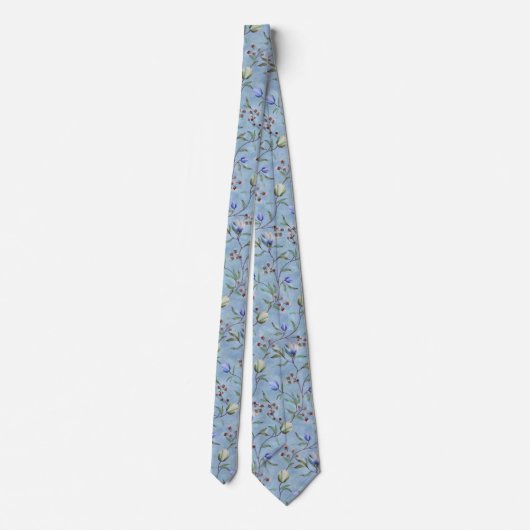Blauw en wit Tulps Anemones Pattern Stropdas (Achterkant)