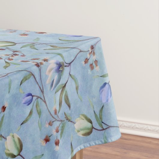 Blauw en wit Tulps Anemones Pattern Tafelkleed (Voorbeeld)
