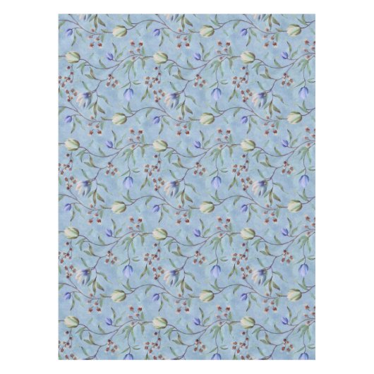 Blauw en wit Tulps Anemones Pattern Tafelkleed (Voorkant)