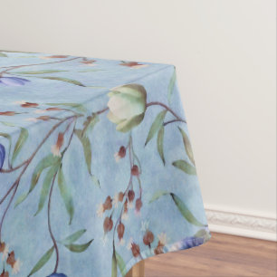 Blauw en wit Tulps Anemones Pattern Tafelkleed