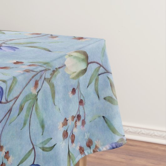 Blauw en wit Tulps Anemones Pattern Tafelkleed (Voorbeeld)