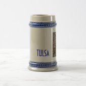 Blauw en wit "TULSA green man" stein Bierpul (Center)