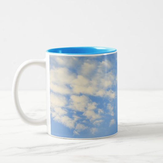 Blauw en wit tweekleurige koffiemok (Links)