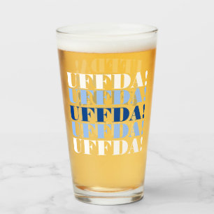 Blauw en wit Uffda Beer Glass Glas