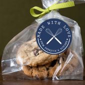 Blauw en wit uit de keuken met liefde gemaakt ronde sticker