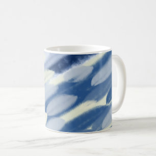 Blauw en Wit Uniek Kunstwerk Koffiemok