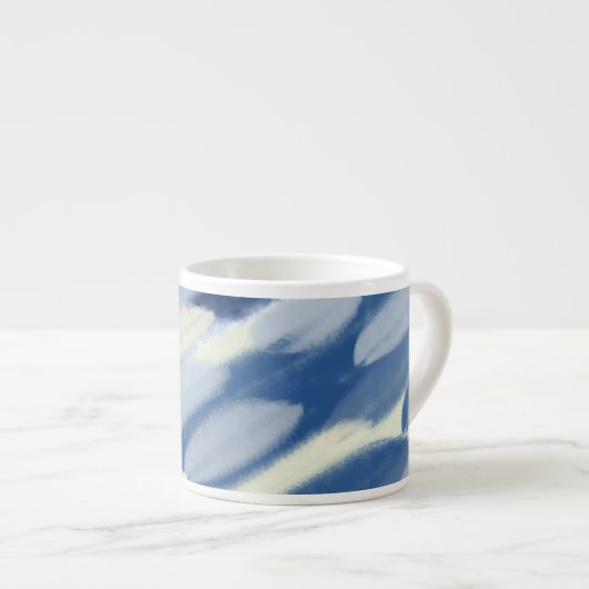 Blauw en Wit Unieke Kunst Espresso Kop (Voorkant rechts)