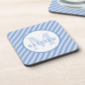 Blauw en wit ursery Decor. Monogram Bier Onderzetter (Linkerzijde)