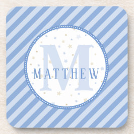 Blauw en wit ursery Decor. Monogram Bier Onderzetter