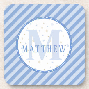 Blauw en wit ursery Decor. Monogram Bier Onderzetter