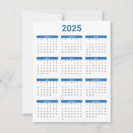 Blauw en Wit USA 2025 Jaarlijkse Kalender Platte K
