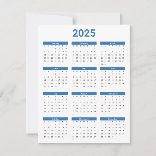 Blauw en Wit USA 2025 Jaarlijkse Kalender Platte K (Voorkant)