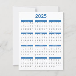 Blauw en Wit USA 2025 Jaarlijkse Kalender Platte K