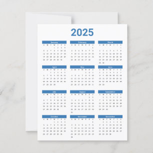 Blauw en Wit USA 2025 Jaarlijkse Kalender Platte K