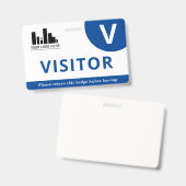 Blauw en wit Uw Logo Bezoeker Badge (Voor- en achterkant)