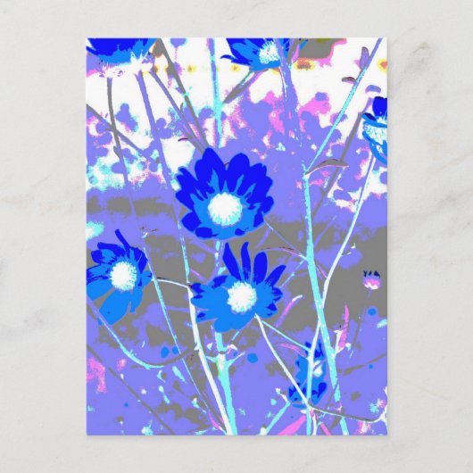 Blauw en wit, van de bloem, ongespiegeld briefkaart (Voorkant)