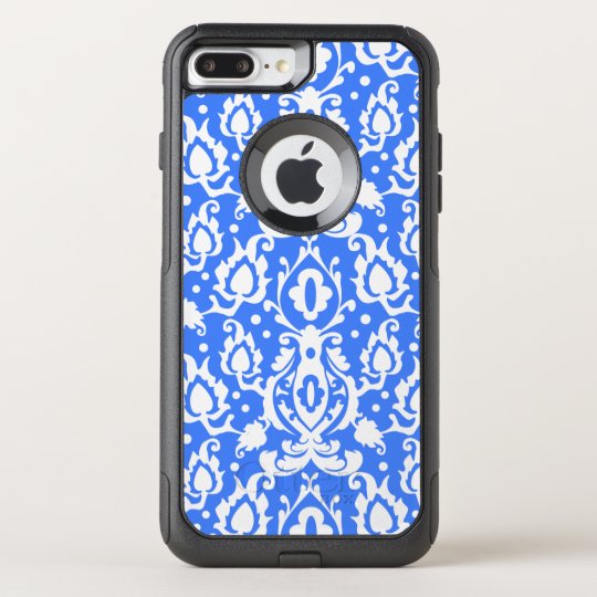 Blauw en Wit van het Damast van Casbah het het OtterBox Commuter iPhone 7 Plus Hoesje