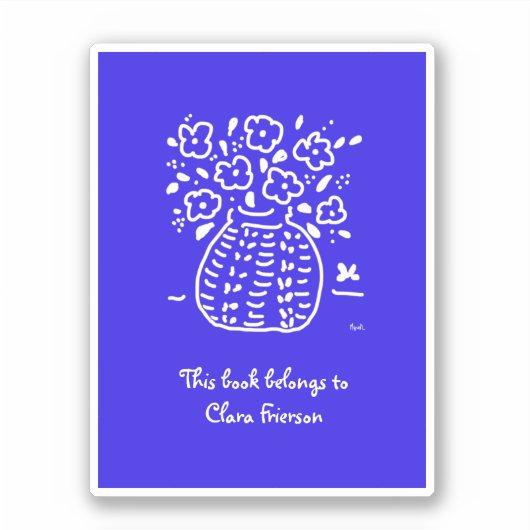 Blauw en wit Vase Bookplaat Sticker (Voorkant)