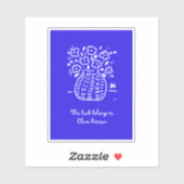 Blauw en wit Vase Bookplaat Sticker (Vel)