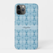 Blauw en wit veerpatroon, aanpasbaar Case-Mate iPhone case (Achterkant)