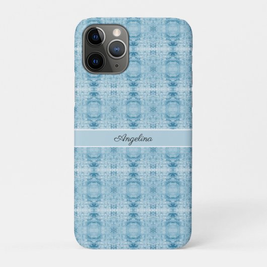 Blauw en wit veerpatroon, aanpasbaar Case-Mate iPhone case (Achterkant)