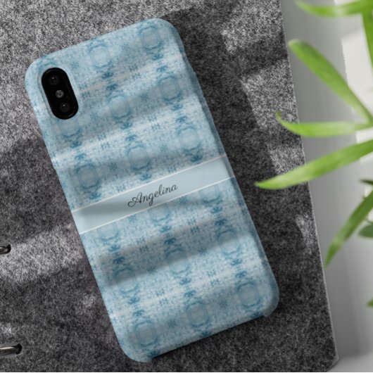 Blauw en wit veerpatroon, aanpasbaar Case-Mate iPhone case
