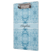 Blauw en wit veerpatroon, aanpasbaar klembord (Links)