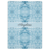 Blauw en wit veerpatroon, aanpasbaar klembord (Achterkant)