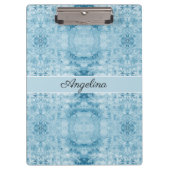 Blauw en wit veerpatroon, aanpasbaar klembord (Voorkant)