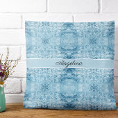 Blauw en wit veerpatroon, aanpasbaar kussen