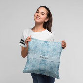 Blauw en wit veerpatroon, aanpasbaar kussen