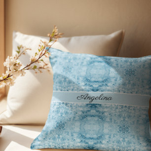 Blauw en wit veerpatroon, aanpasbaar kussen