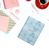 Blauw en wit veerpatroon, aanpasbaar notitieboek