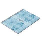 Blauw en wit veerpatroon, aanpasbaar notitieboek (Linkerzijde)