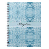 Blauw en wit veerpatroon, aanpasbaar notitieboek (Voorkant)