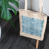 Blauw en wit veerpatroon, aanpasbaar tote bag