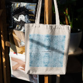 Blauw en wit veerpatroon, aanpasbaar tote bag