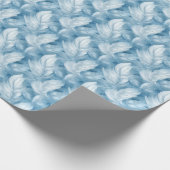 Blauw en wit veerpatroon bruids- cadeaupapier (Hoek)