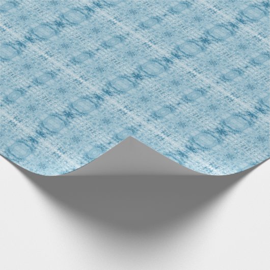 Blauw en wit veerpatroon cadeaupapier (Hoek)