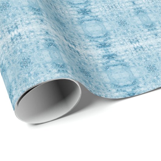 Blauw en wit veerpatroon cadeaupapier (Rol Hoek)