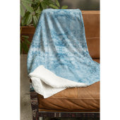 Blauw en wit veerpatroon fleece deken