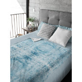 Blauw en wit veerpatroon fleece deken