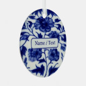  blauw en wit ventilatorschilderen - aangepaste te metalen ornament (Voorkant Rechts)