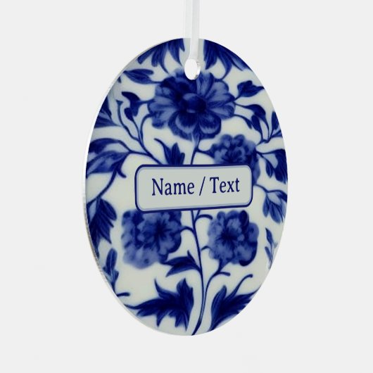  blauw en wit ventilatorschilderen - aangepaste te metalen ornament (Voorkant Rechts)